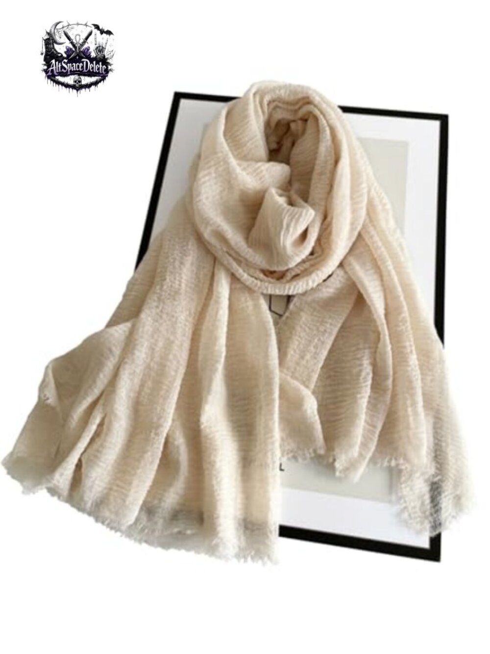 Cotton Blend Vintage Soft Scarf Fringed Edges Shawl Travel Wrap